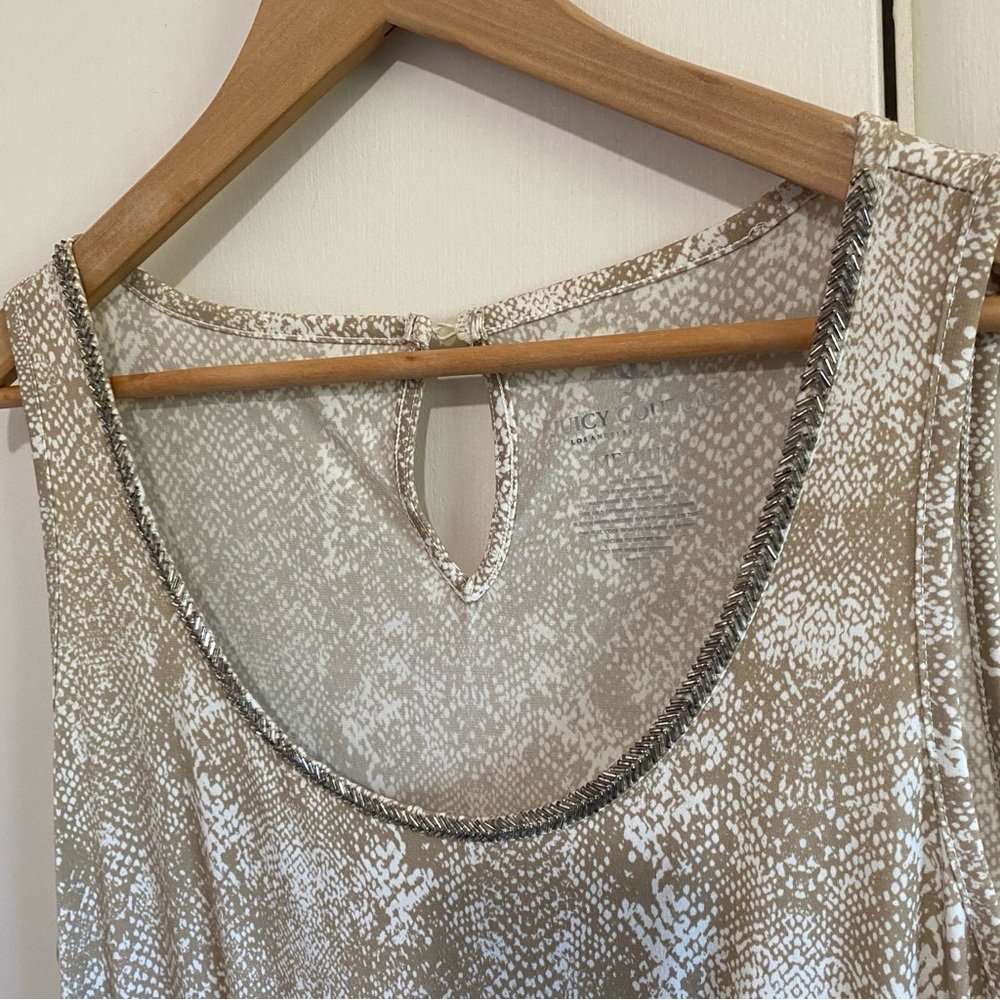 Juicy Couture Desert Dusk Snake Print Jumpsuit Sleeveless Beaded Sz M Preppy - Picture 5 of 11
